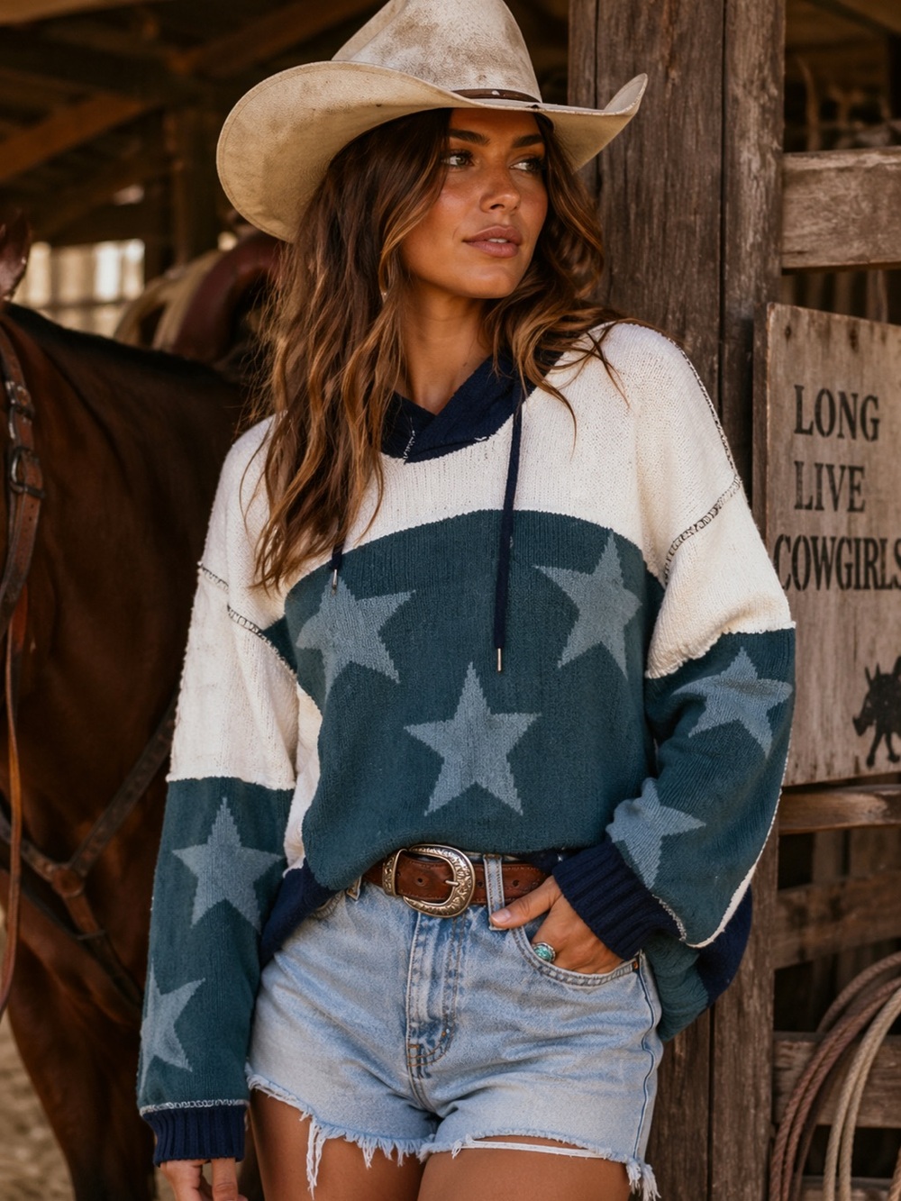 🎈🎉HP🎉🥳POL Stars Cozy Oversized Cropped Sweater Soft Lounge Casual Comfy Fit